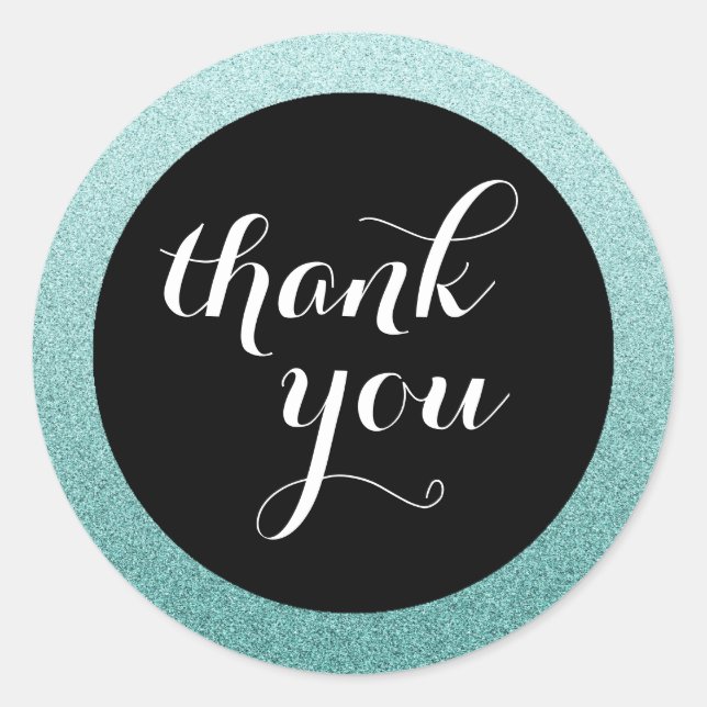 Sticker turquoise Faux Parties scintillant Merci F (Devant)