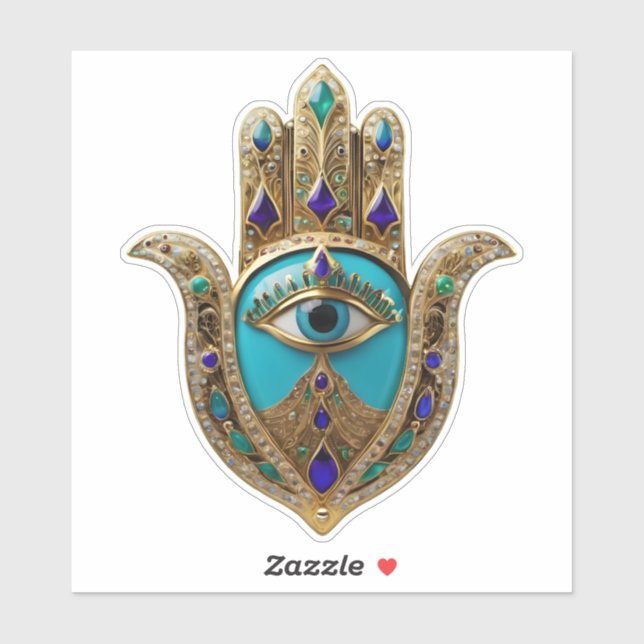 Sticker Turquoise Troisième Oeil Hamsa (Feuille)