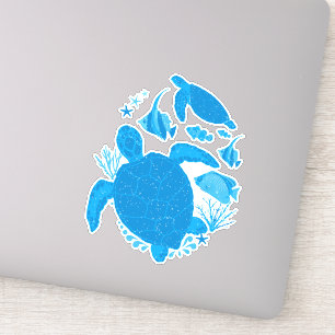 Sticker Turtle Ocean Reef Cool Bleu