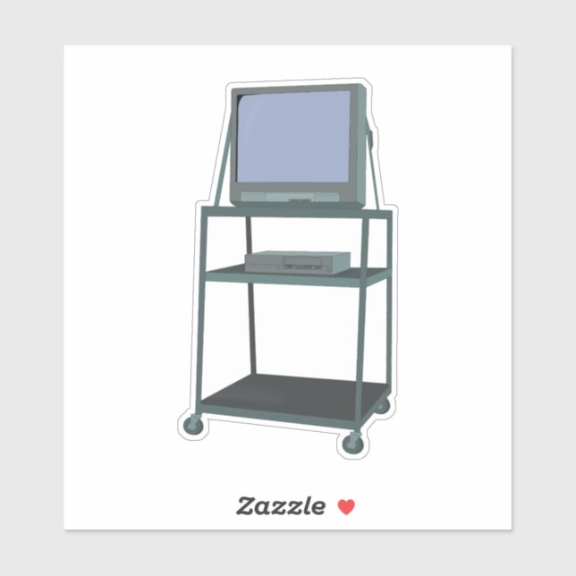 Sticker TV et chariot VCR Classe 80s 90s Funny School (Feuille)