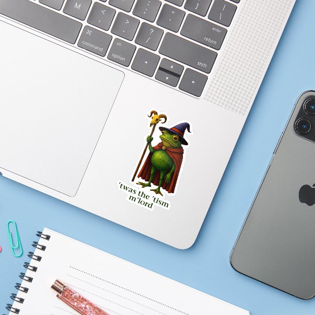 Sticker T'was The 'Tism M'Lord Frog Meme Autism Awareness (Ordinateur portable avec iPhone)