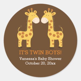 Sticker Twin Giraffes Twins Round Faveur