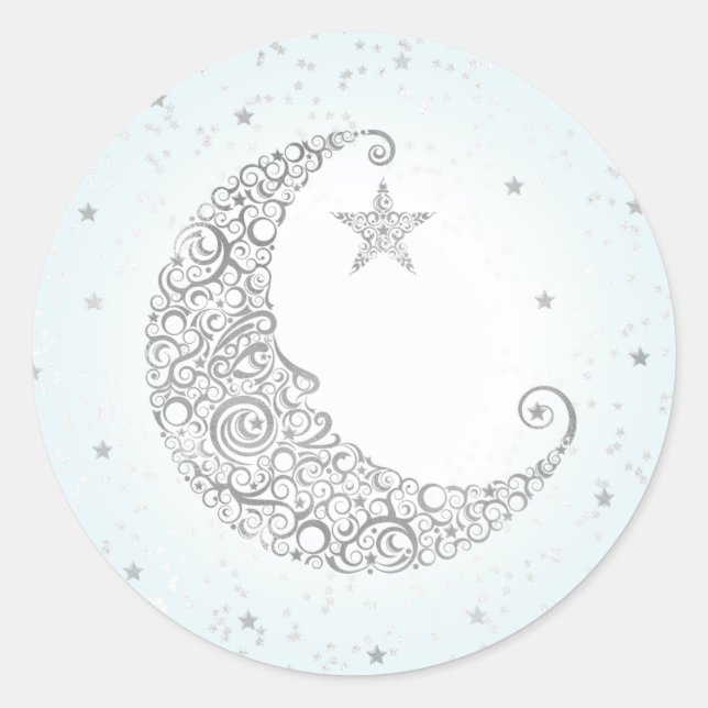 Sticker Twinkle Little Star Silver Moon bleu (Devant)