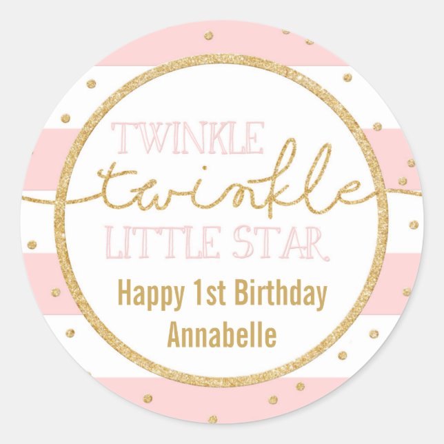 Sticker Twinkle rose et or pour anniversaire (Devant)