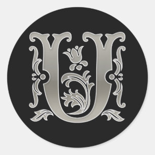 Sticker U rond initial en argent