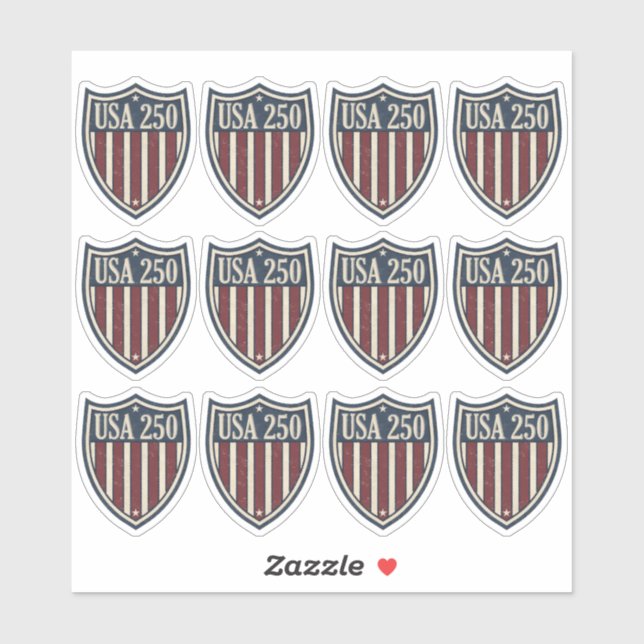 Sticker UA 250 Motif de bouclier américain ID1301 (Feuille)