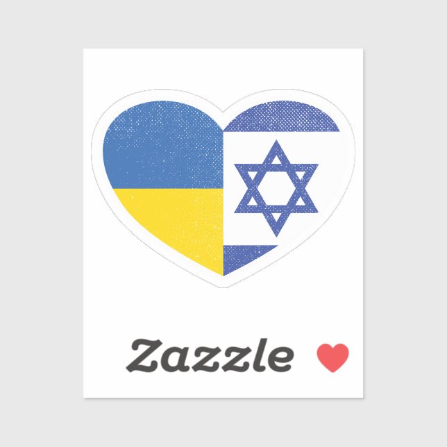 Sticker Ukraine Israël Israël Israël drapeau d'amour du co (Feuille)