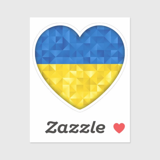 Sticker Ukrainian flag. Love to Ukraine. Support. Heart. (Feuille)