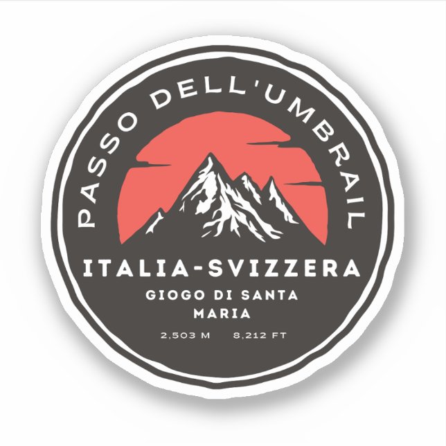 Sticker Umbrail pass Alpes frontalières Italie-Suisse (Devant)