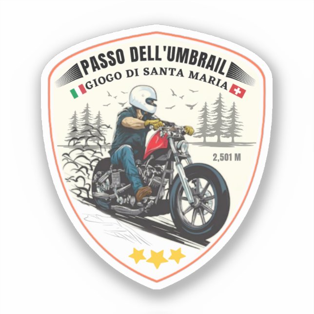 Sticker Umbrail pass Alpes frontalières Italie-Suisse (Recto)