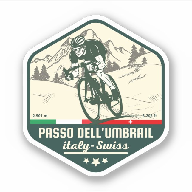 Sticker Umbrail pass Alpes frontalières Italie-Suisse (Devant)