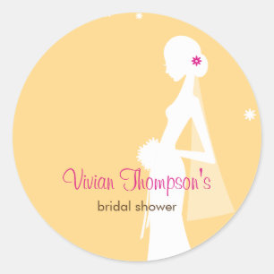 Sticker/Umschlag Aufkleber-Senf, elegant, Bride Runder Aufkleber