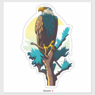 Sticker Un aigle chauve perché sur un arbre