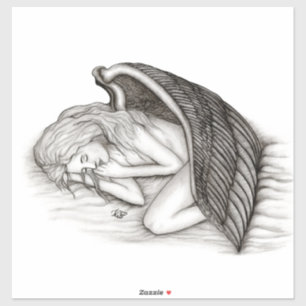 Sticker Un Angel endormi - Design noir et blanc