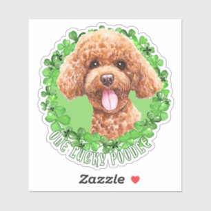 Sticker Un caniche chanceux drôle Chien Saint Patrick