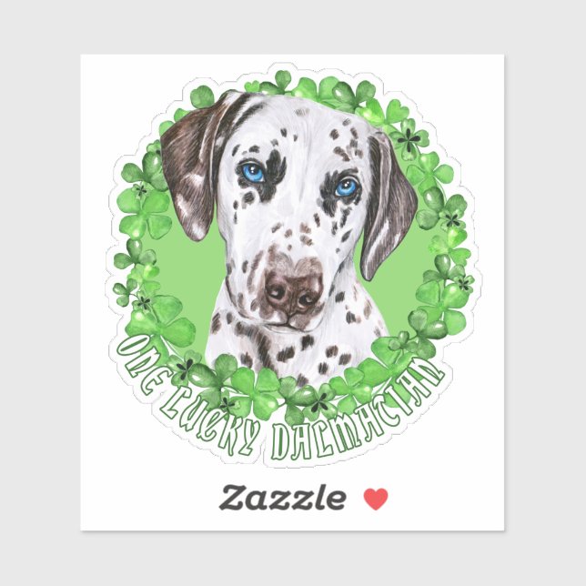 Sticker Un Chanceux Dalmatien Funny Saint Patrick Chien (Feuille)