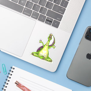 Sticker Un Dinosaure Iguanodon Qui Fait Du Yoga.