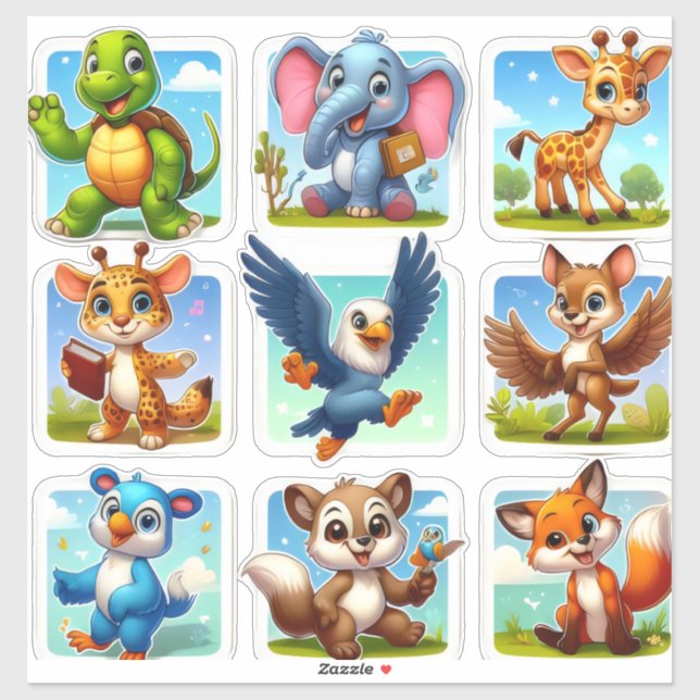 Sticker Un ensemble génial d'autocollants animaliers (Feuille)