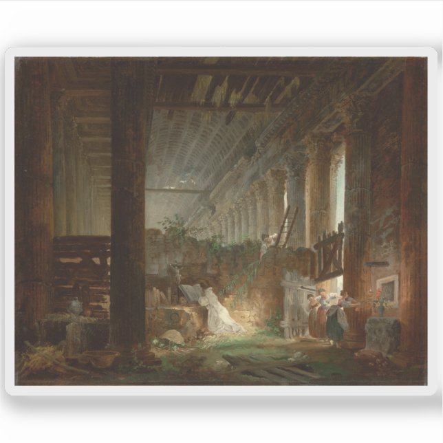 Sticker Un ermite priant dans les ruines d'un temple romai (Devant)