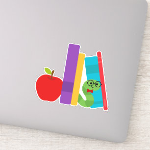 Sticker Un joli bouquineur avec un design enfant pomme