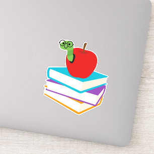 Sticker Un joli bouquineur avec un design enfant pomme