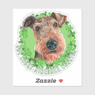 Sticker Un Lucky Airedale Terrier Funny St Patrick Chien