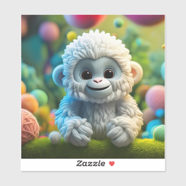 Sticker Un mignon bébé Yeti fait de fil (Feuille)