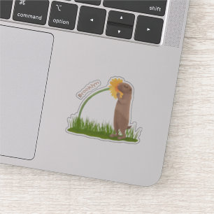Sticker Un mignon chien de prairie reniflant la caricature