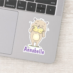 Sticker Un mignon hamster marron mangeant un dessin de noi
