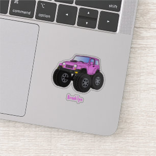 Sticker Un Pink Monster Cartoon