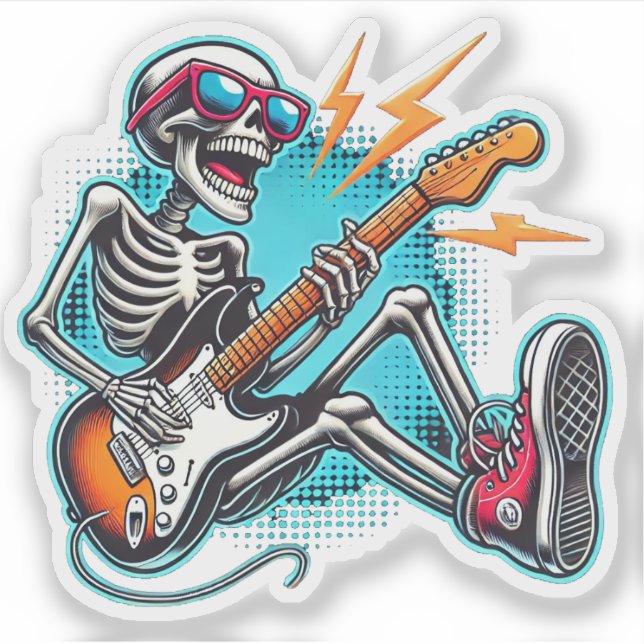 Sticker Un squelette de rock star (Devant)