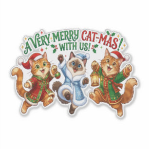 Sticker Un très joyeux Noël en famille féline