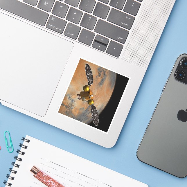 Sticker Un vaisseau Spacecraft Orbitant Mars. (Ordinateur portable avec iPhone)