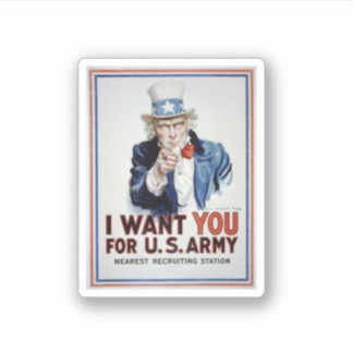 Sticker Uncle Sam I Want You For Us Army Vintage Poster