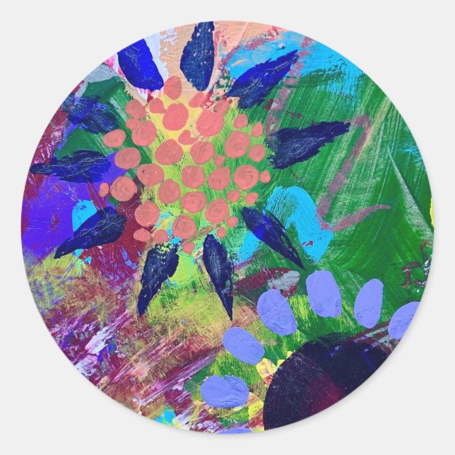 Sticker und Siegel in Abstrakten Blume Design (Vorderseite)