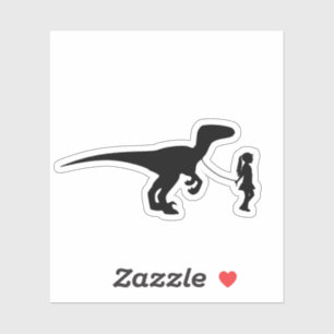 Sticker Une Fille Marchant Son Animal Dinosaur Dinosaur D