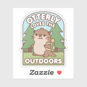 Sticker Une loutre mignonne adorant totalement la randonné