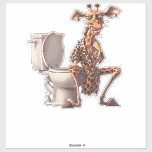 Sticker Une Mignonne Girafe En Pyjamas Assis Sur Des Toile