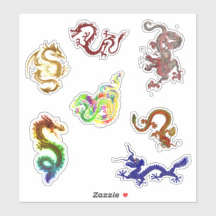Sticker Une série de sept dragons