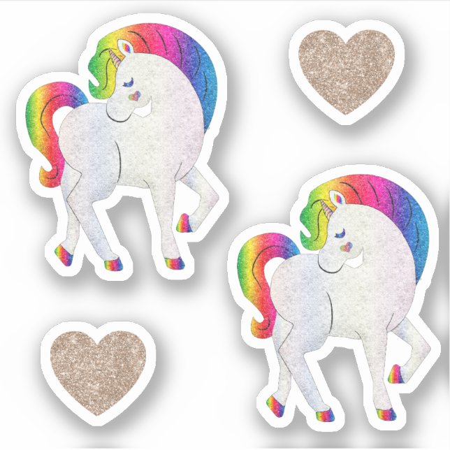 Sticker Unicorn Arc-en-ciel Fancy Girl mignonne (Devant)