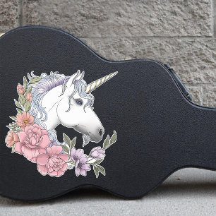Sticker Unicorn blanc et Flowers