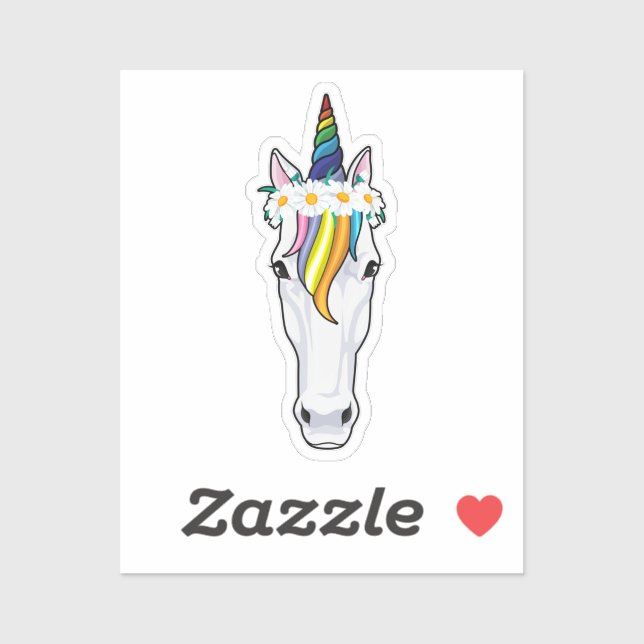 Sticker Unicorn with Flowers (Feuille)