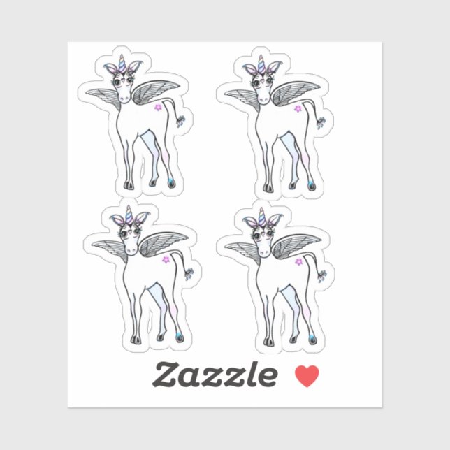 Sticker Unicorne à ailes magiques (Feuille)