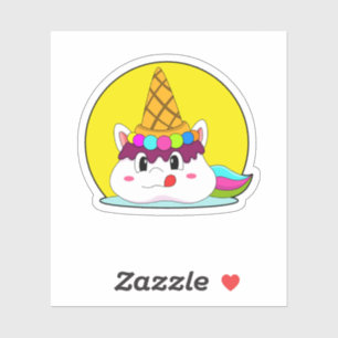 Sticker Unicorne avec cône de crème glacée