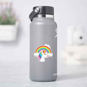 Sticker Unicorne et arc-en-ciel avec nuages Kawaii