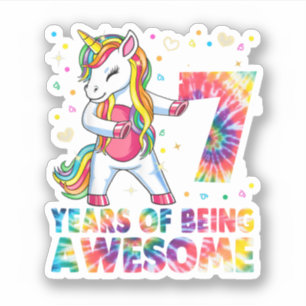 Sticker Unicorne Flossant de 7 ans 6e anniversaire fille U