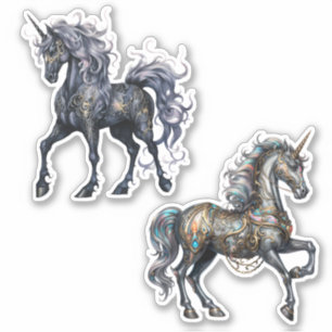 Sticker Unicornes noires magiques foncées