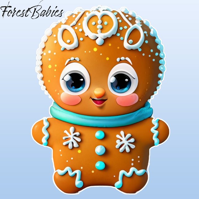 Sticker Unique Gingerbread Boy Cookie Cartoon Graphic (Gingerbread Man, Boy 🎄 Christmas Sticker)