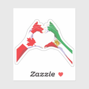 Sticker Unité canado-iranienne Cœur avec Lion et Soleil