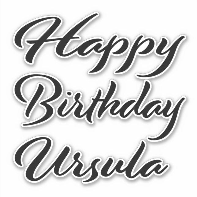 Sticker Ursula Nom Prénom Anniversaire de la Broderie noir (Devant)